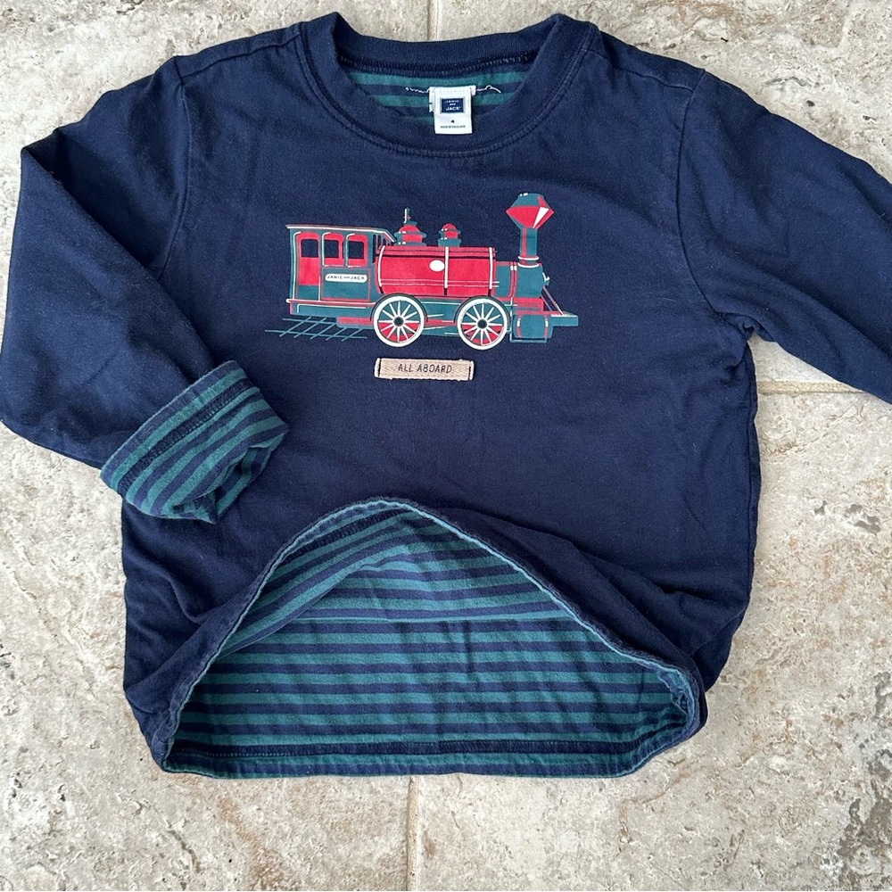Janie and Jack Reversible Train Tee Size 4